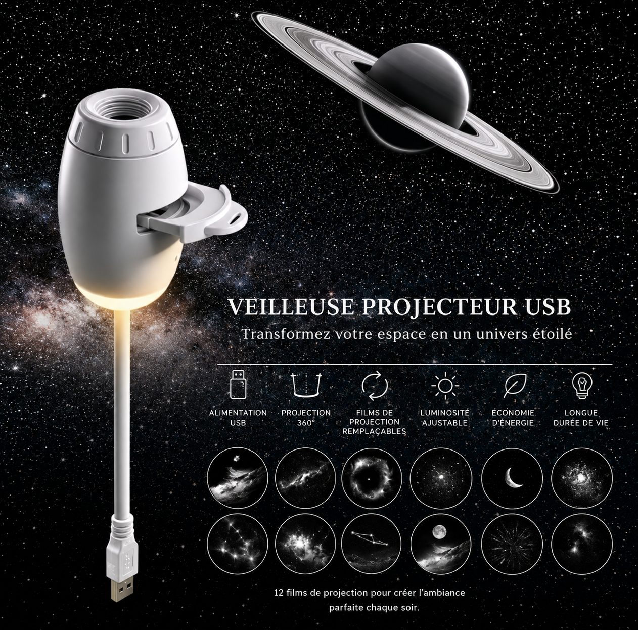 Lunarly — Projecteur Spatial USB 🌙